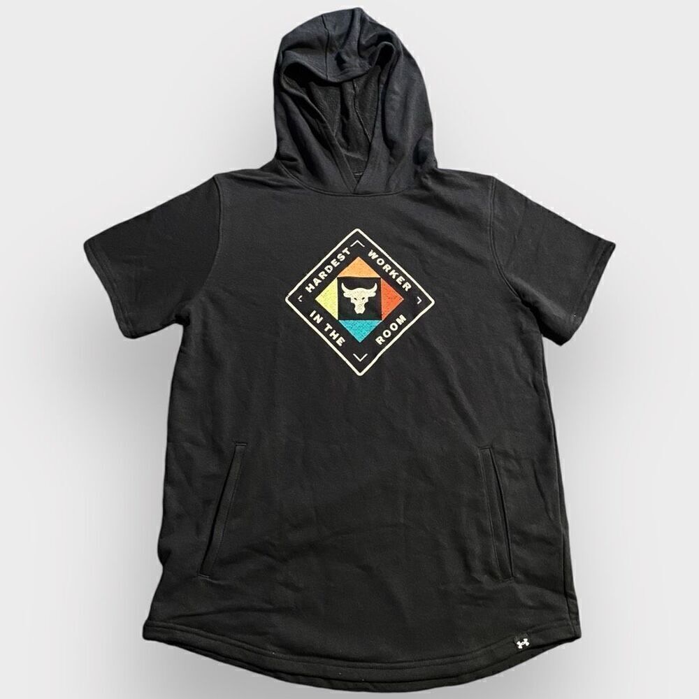 Under Armour Project Rock Hardest Worker Training Black Hoodie Youth size XL New